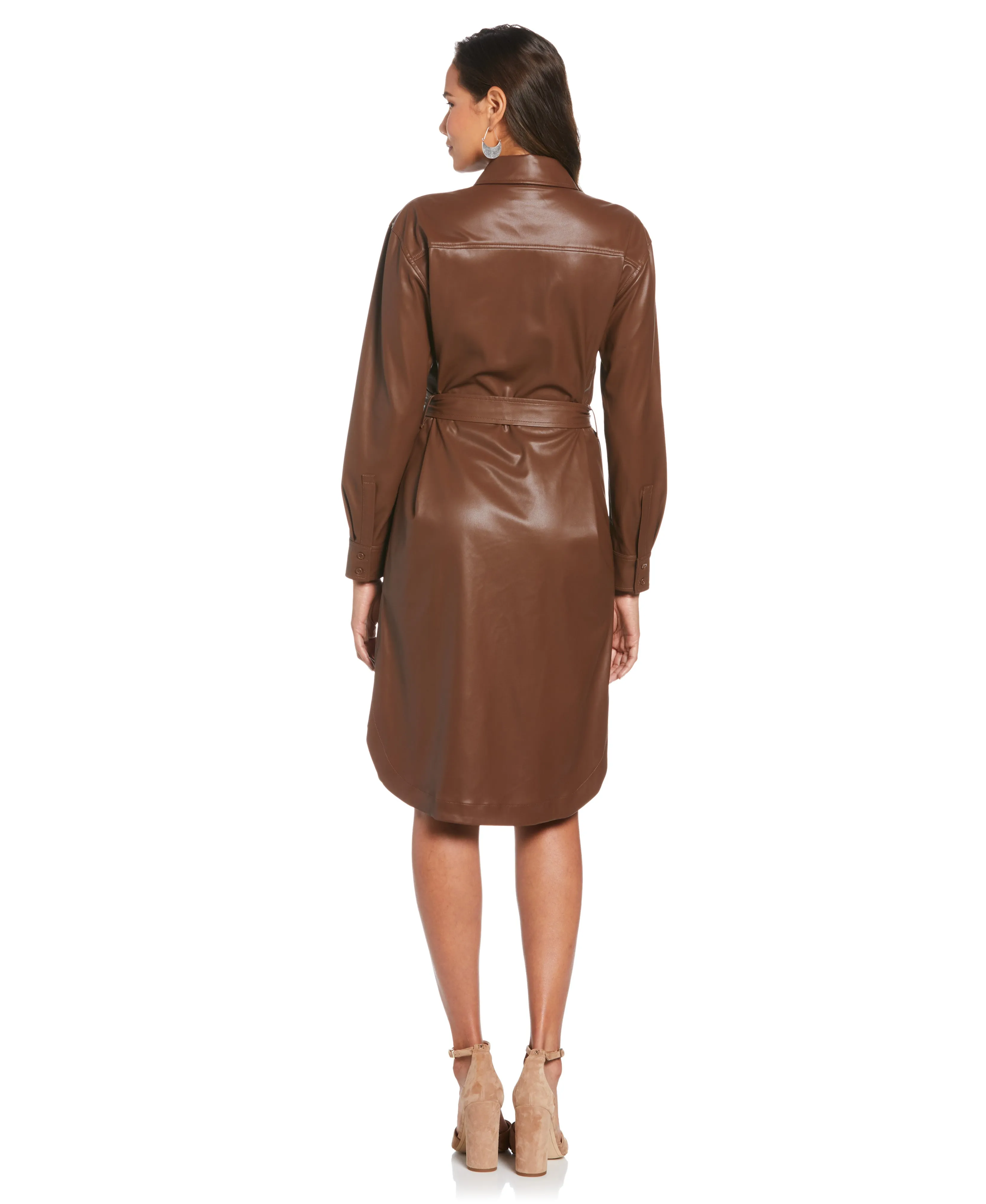 Vegan Leather Shirtdress