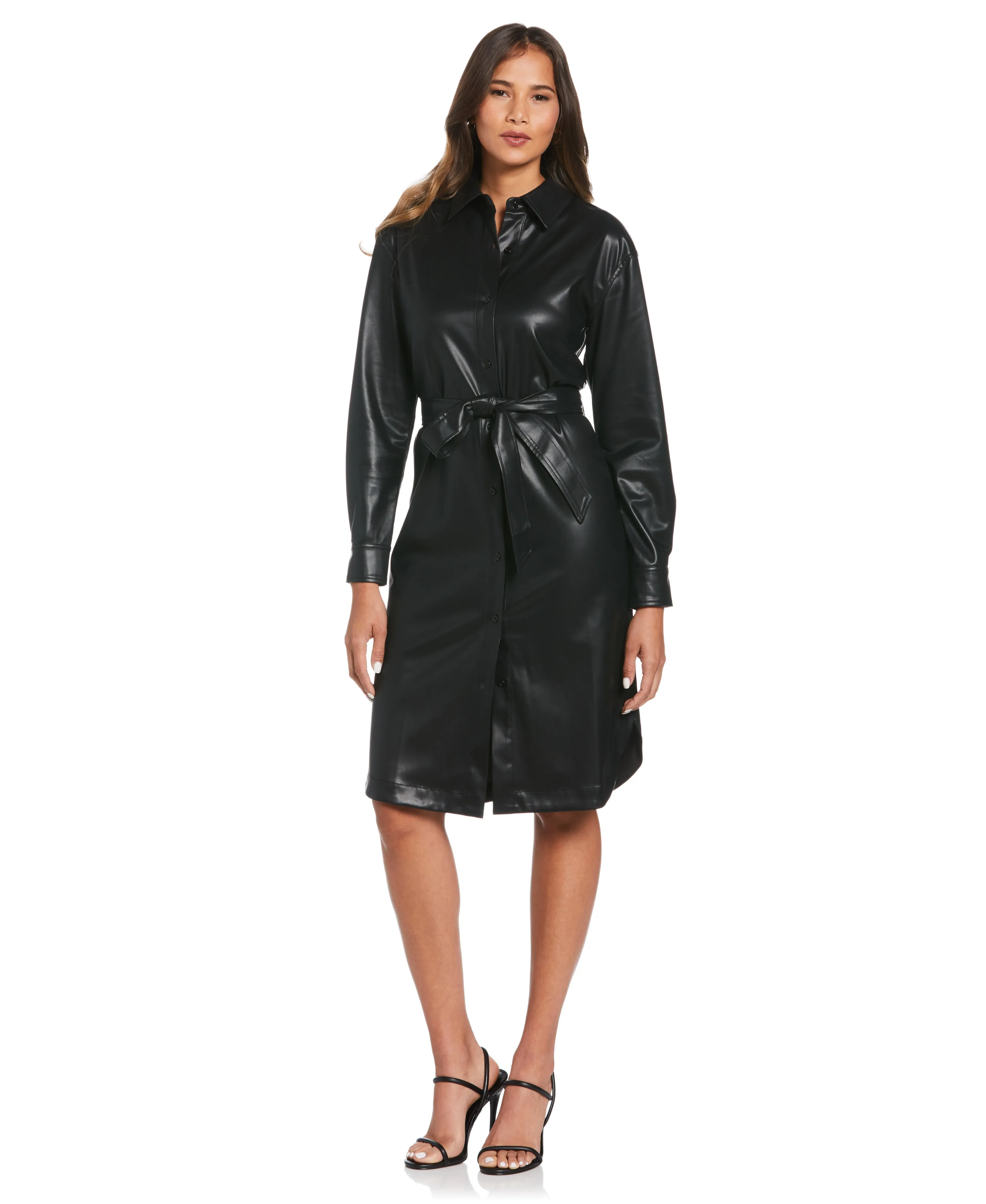 Vegan Leather Shirtdress