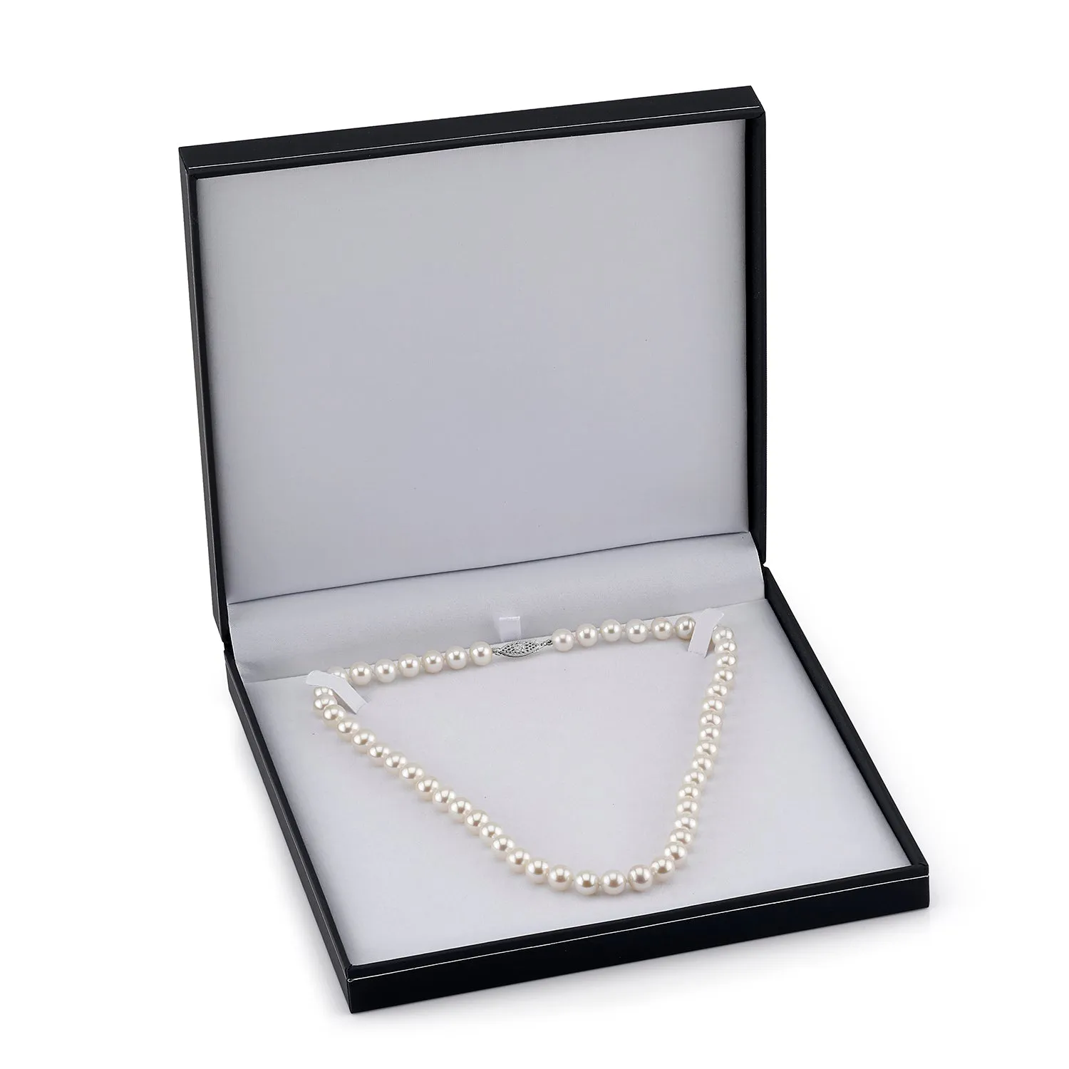 White Japanese Akoya Pearl & Diamond Lariat Adjustable Necklace, 8.0-8.5mm - AAA Quality