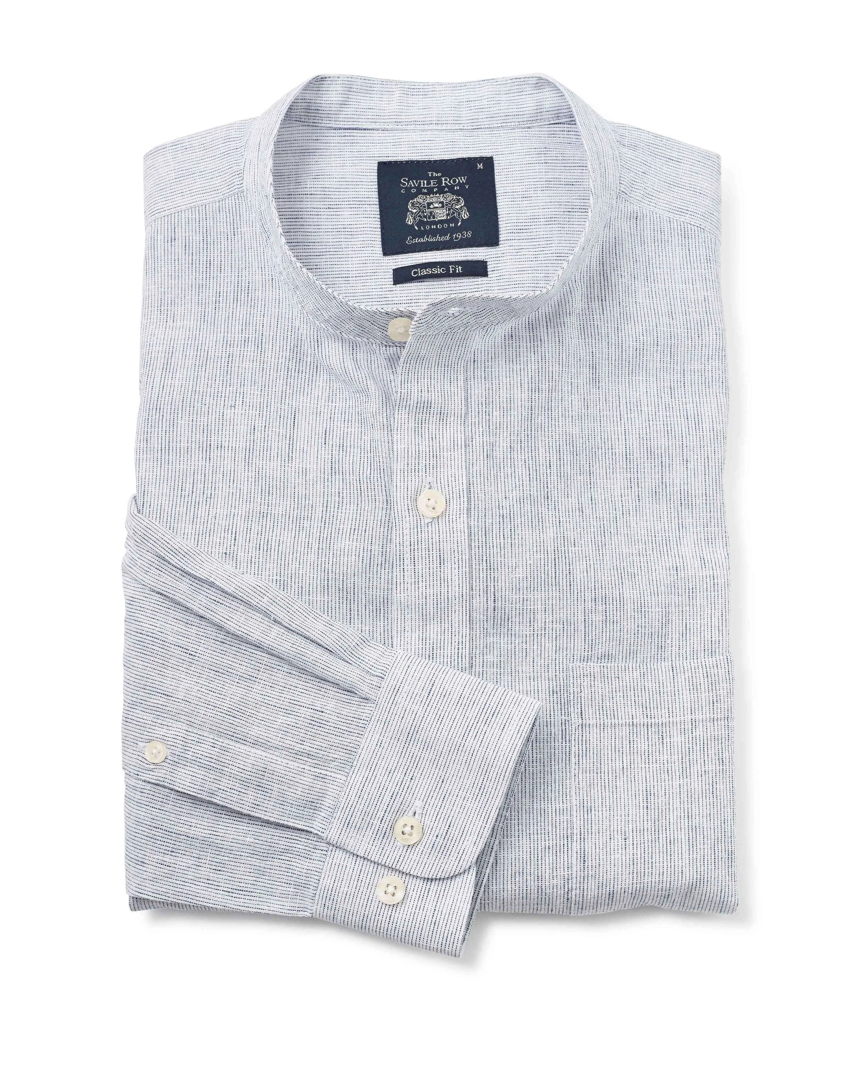 White Navy Stripe Linen-Blend Shirt