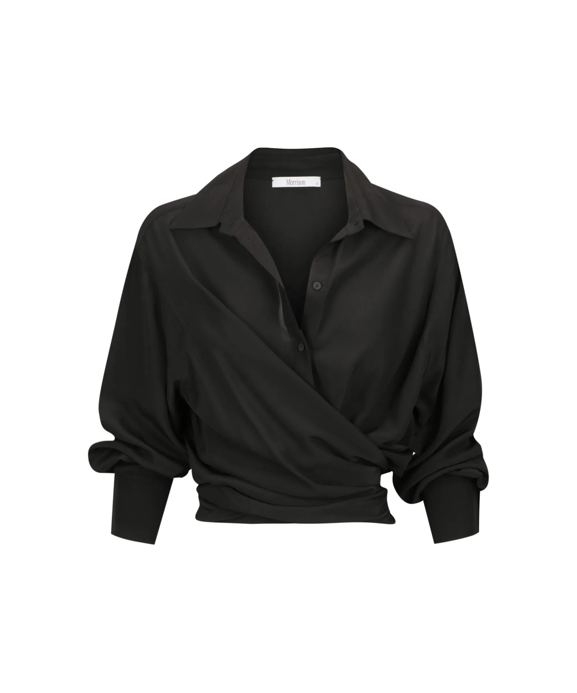 Wilomena Silk Wrap Shirt_Black