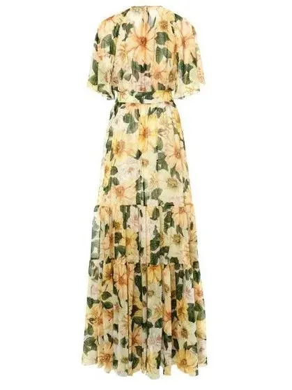 Women’s Camellia Print Chiffon Max Dress