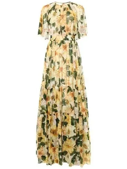 Women’s Camellia Print Chiffon Max Dress