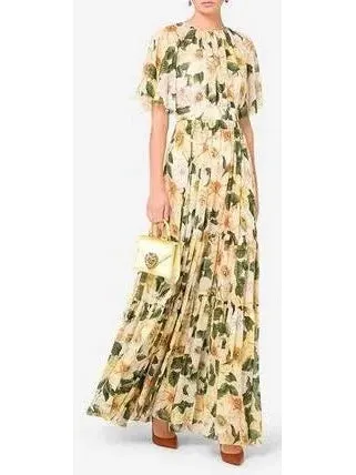 Women’s Camellia Print Chiffon Max Dress