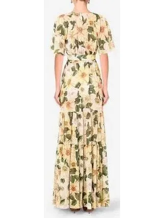 Women’s Camellia Print Chiffon Max Dress