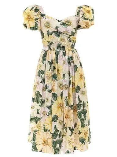 Women’s Camellia-Print Flared Dress