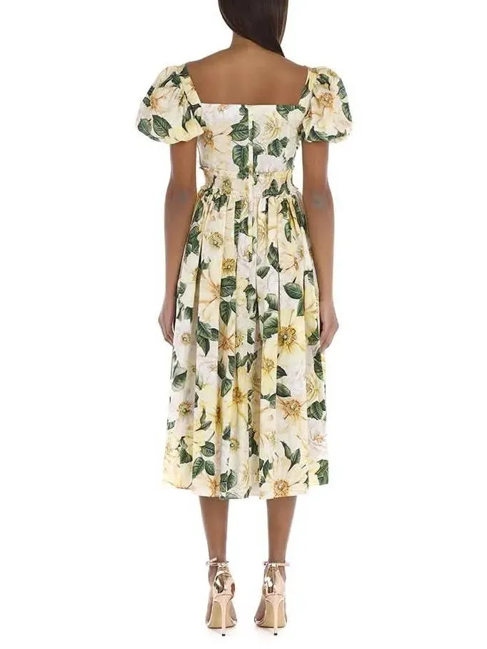 Women’s Camellia-Print Flared Dress