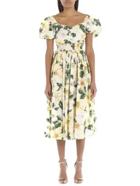 Women’s Camellia-Print Flared Dress